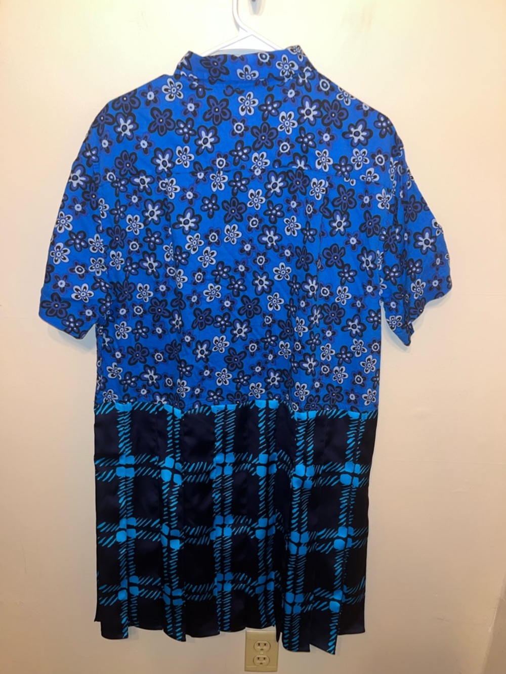 Marni x Uniqlo Collaboration Blue Floral Check Short Sleeve Dress Size M EUC - Picture 6 of 6